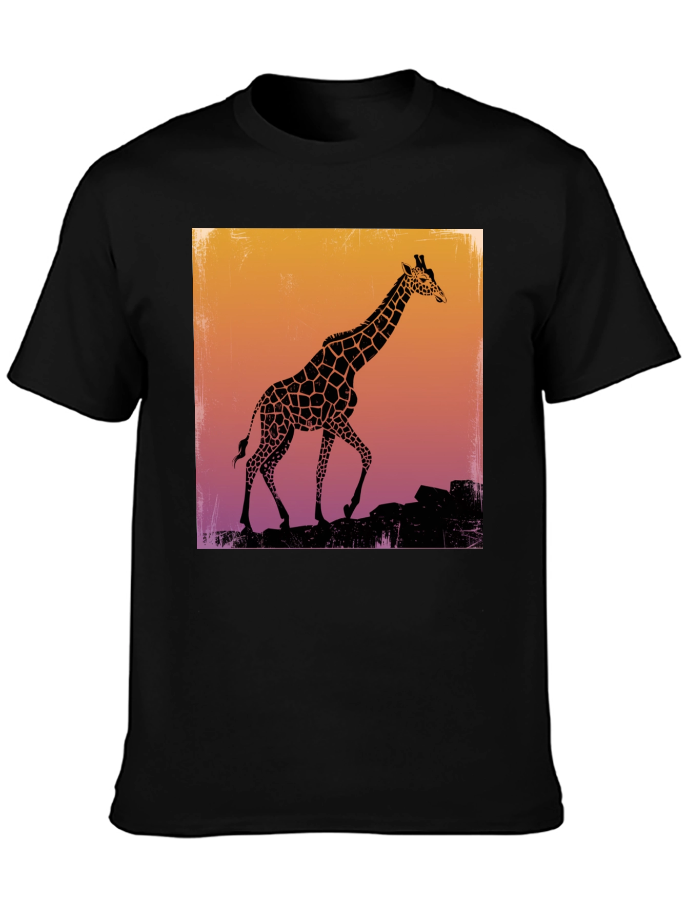 Giraffe Silhouette Graphic Tee - Black