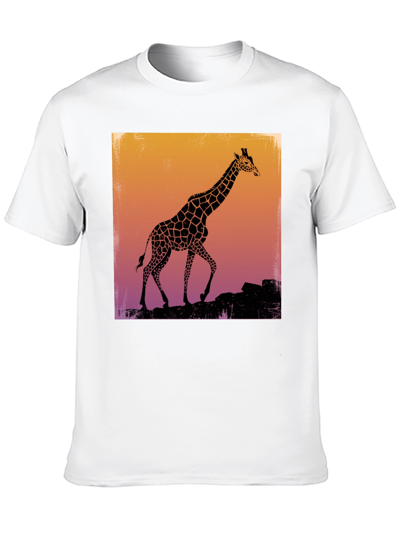 Giraffe Silhouette Graphic Tee - Black