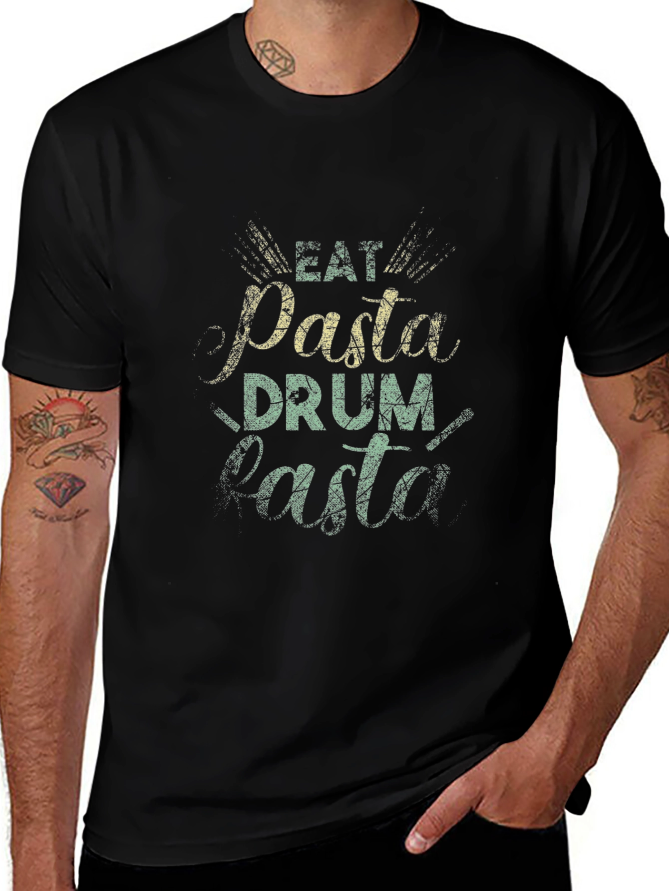 Eat Pasta Drum Pasta Black T-Shirt