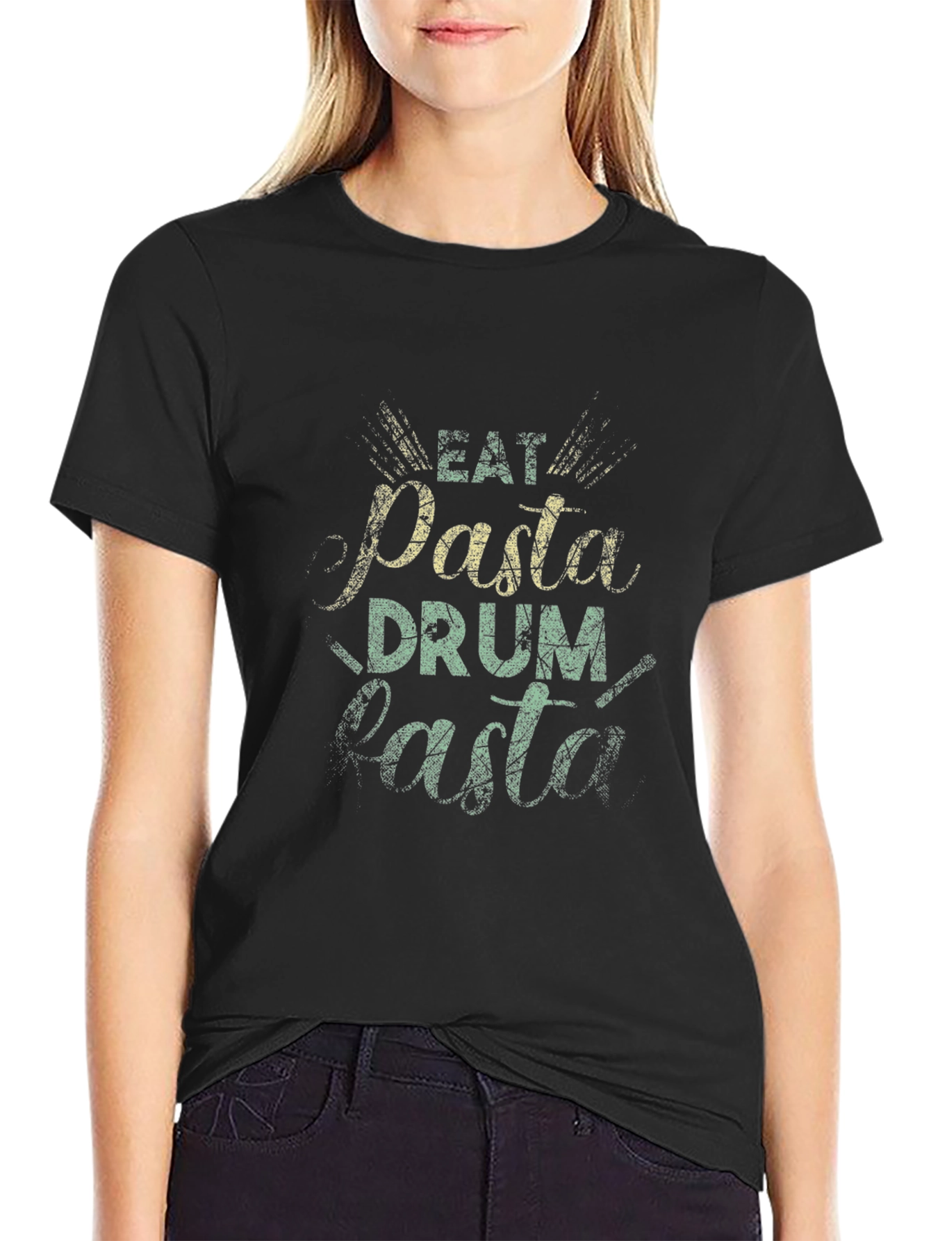 Eat Pasta Drum Pasta Black T-Shirt