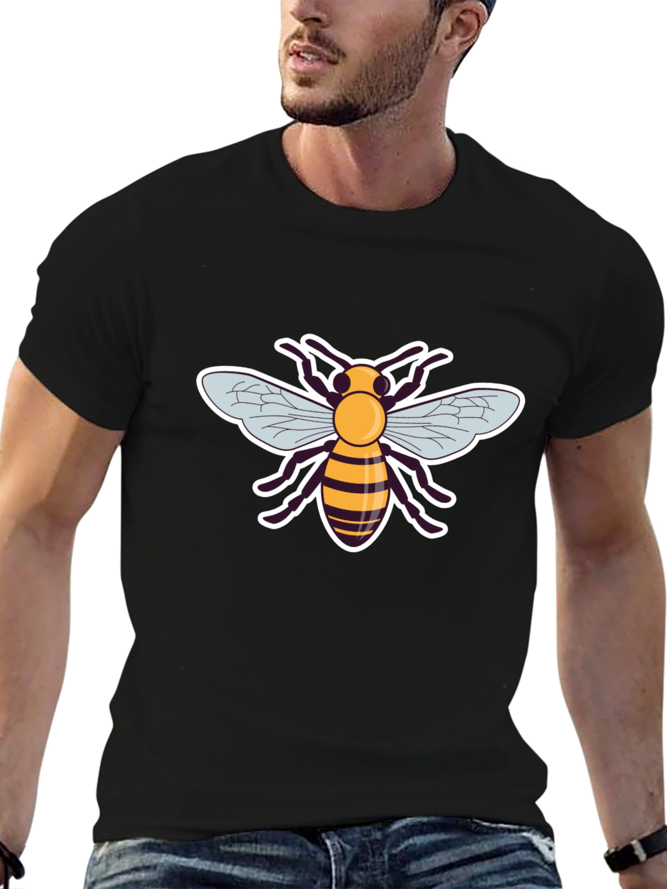 Bee Graphic Black T-Shirt for Men