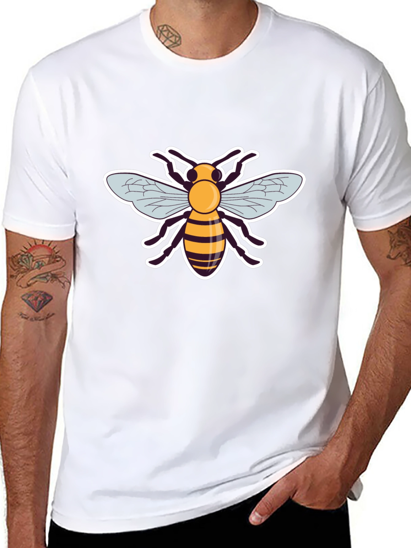 Bee Graphic Black T-Shirt for Men