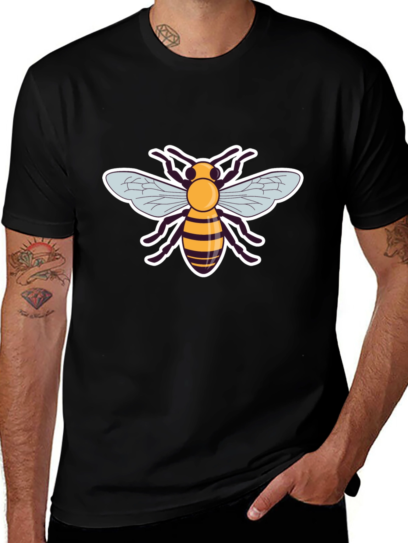 Bee Graphic Black T-Shirt for Men