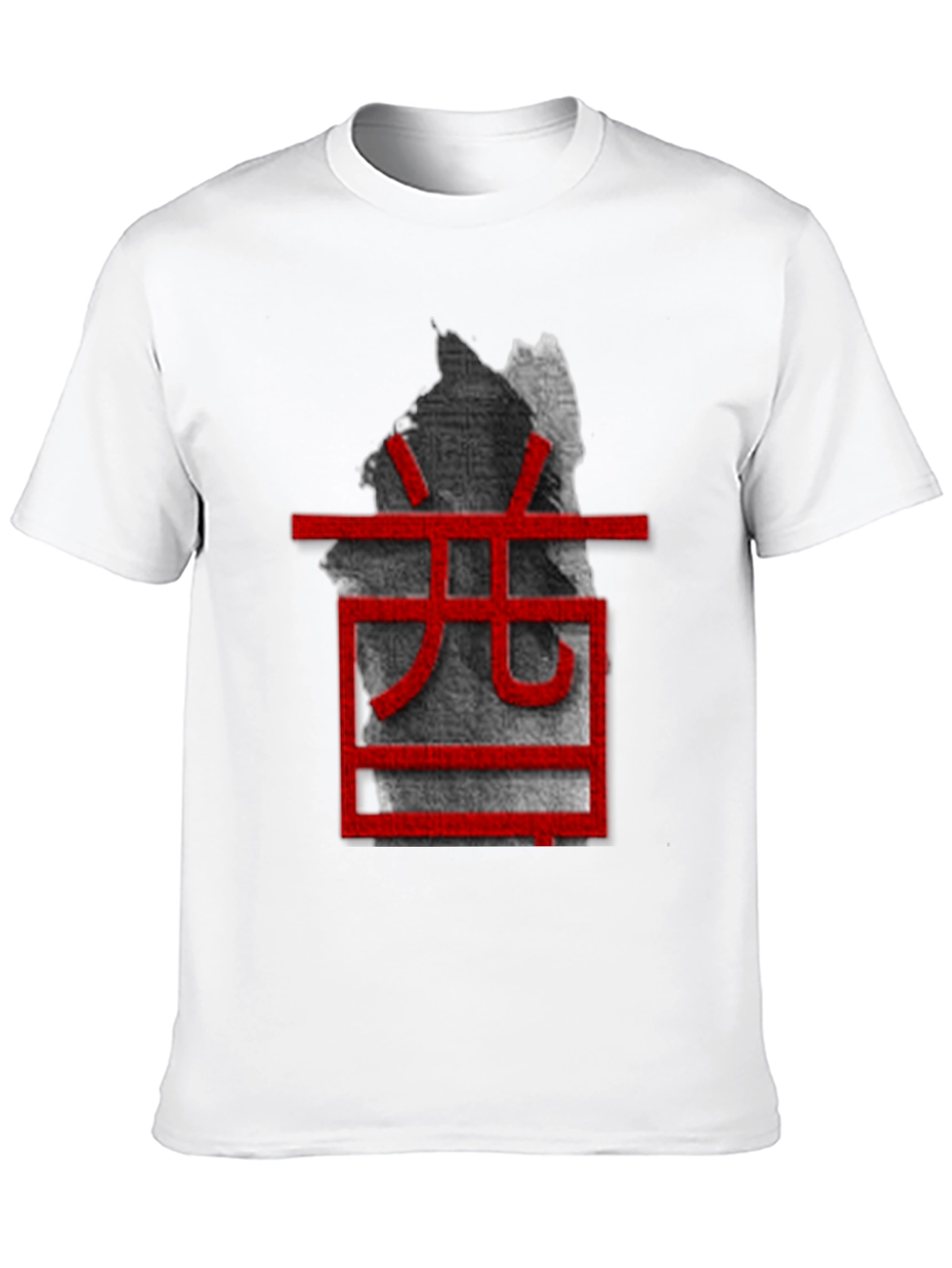 Unique Black T-Shirt with Red Asian-Inspired Graphic