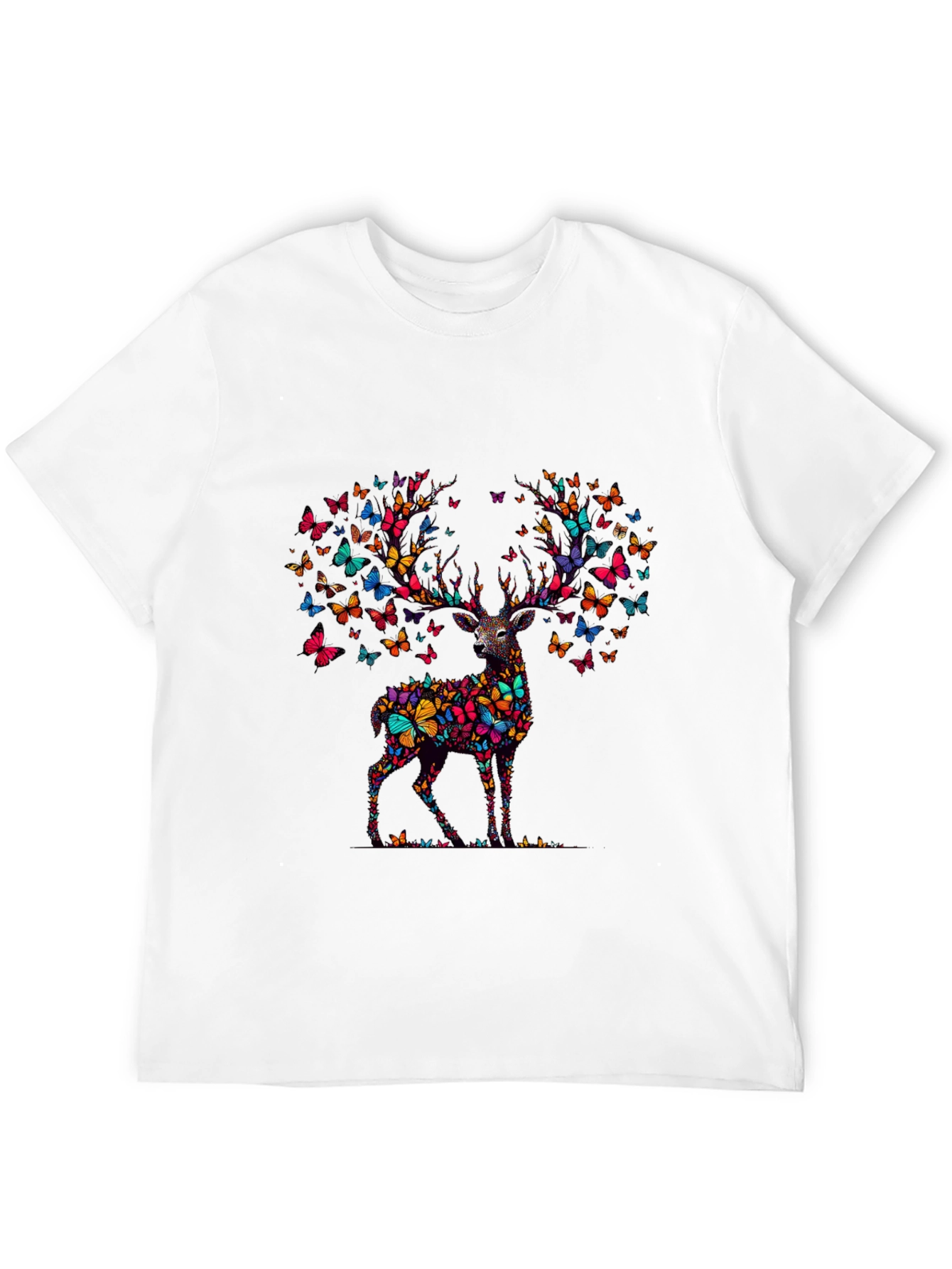 Butterfly Deer Graphic T-Shirt - Mens Black Tee