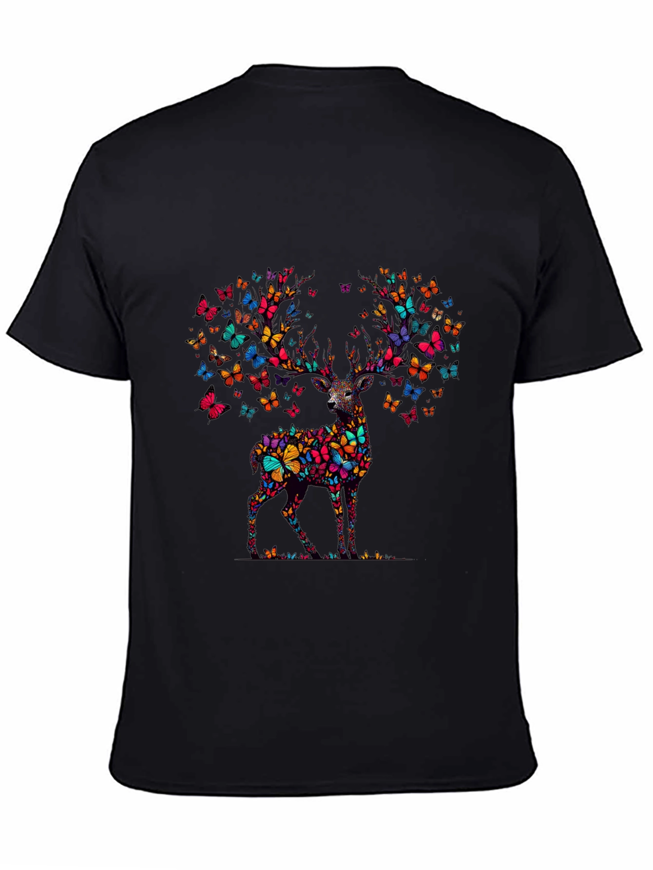 Butterfly Deer Graphic T-Shirt - Mens Black Tee