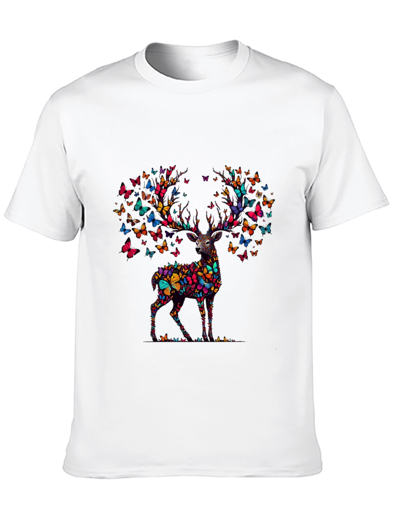 Butterfly Deer Graphic T-Shirt - Mens Black Tee
