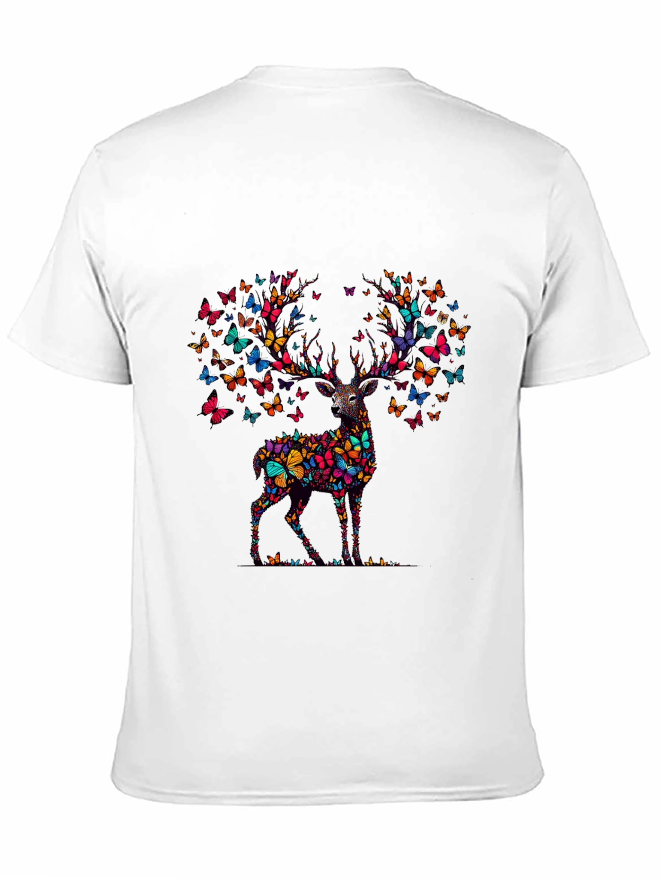 Butterfly Deer Graphic T-Shirt - Mens Black Tee