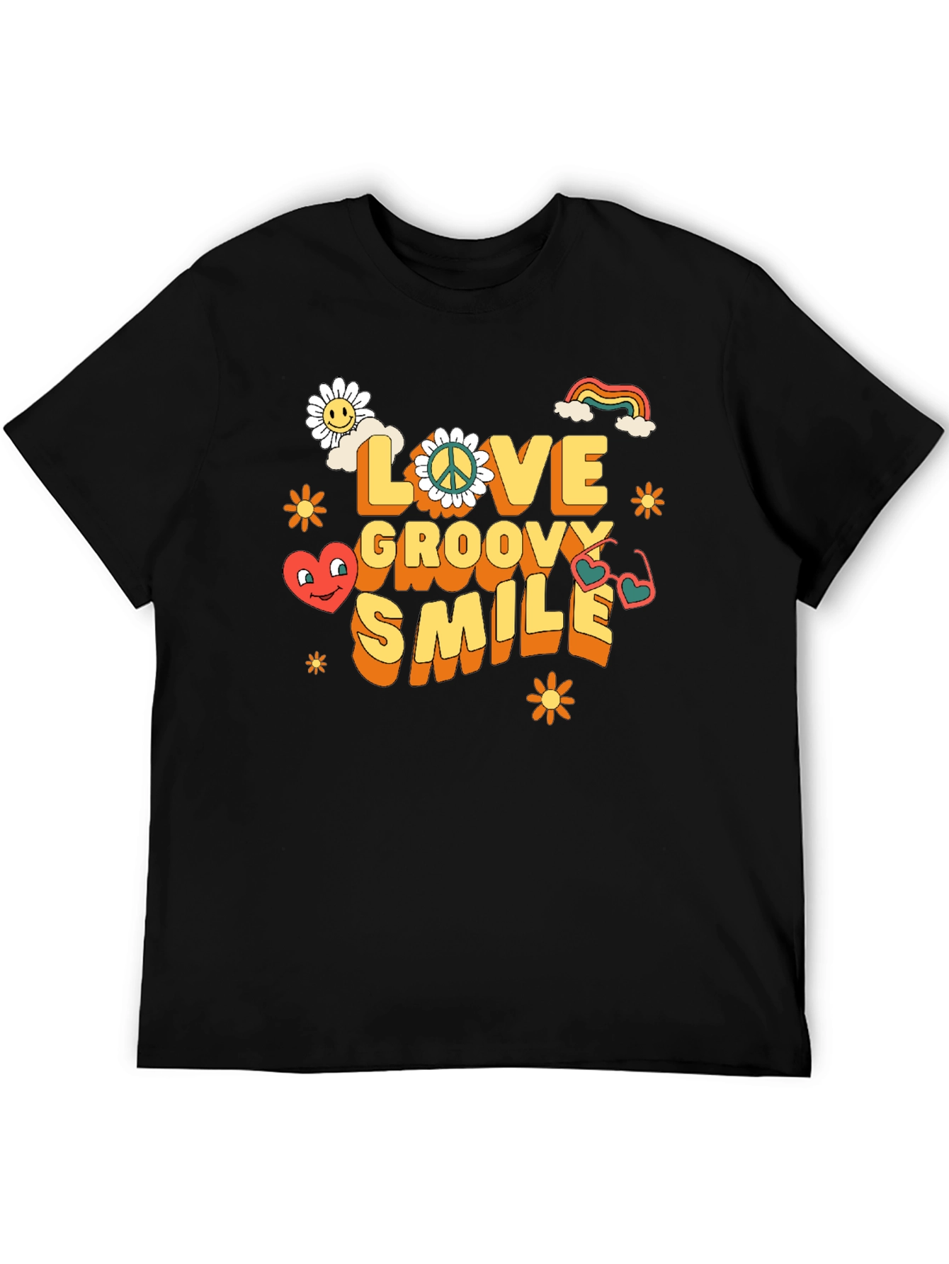 Groovy Love Smile Black T-Shirt
