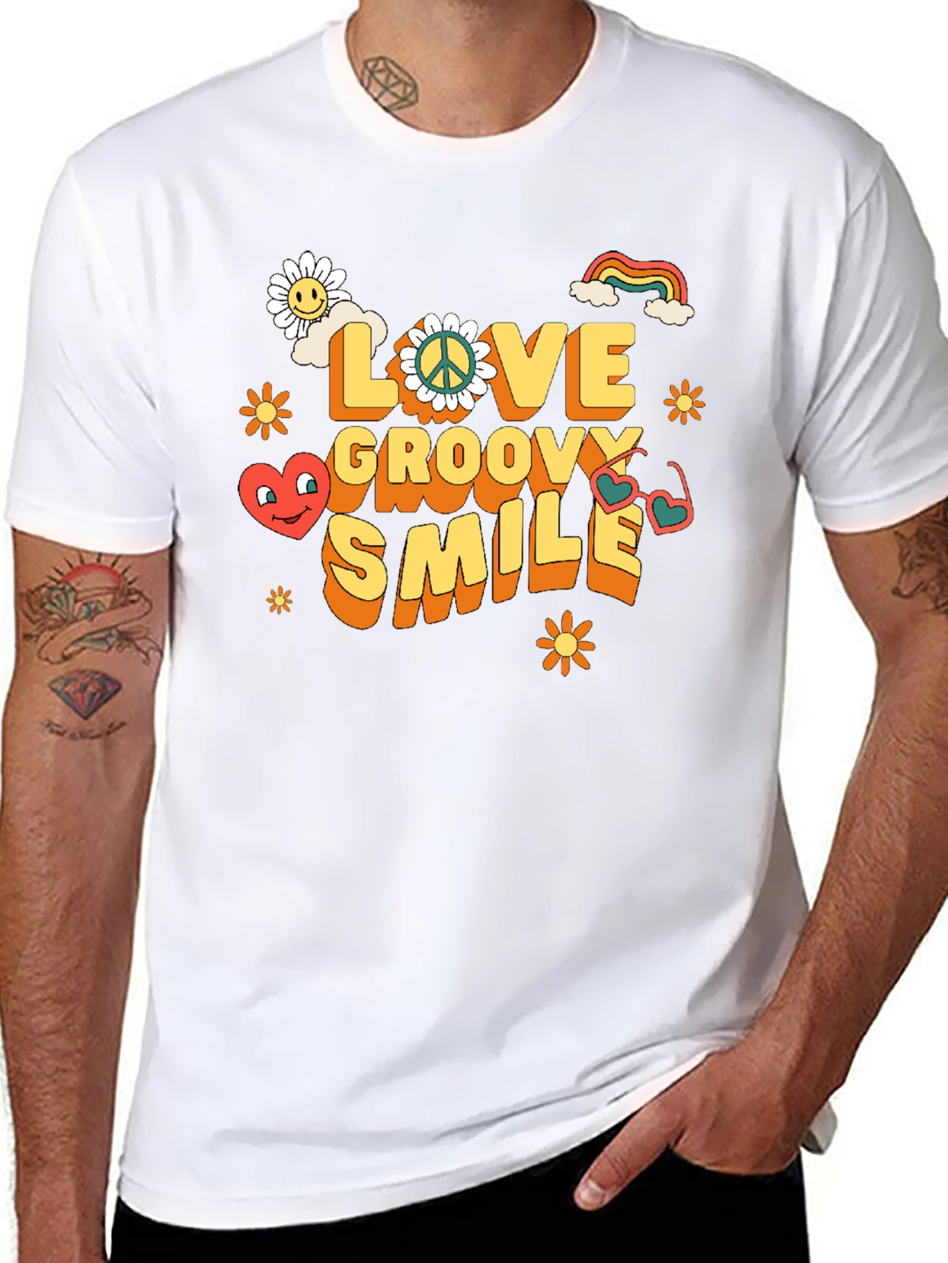 Groovy Love Smile Black T-Shirt