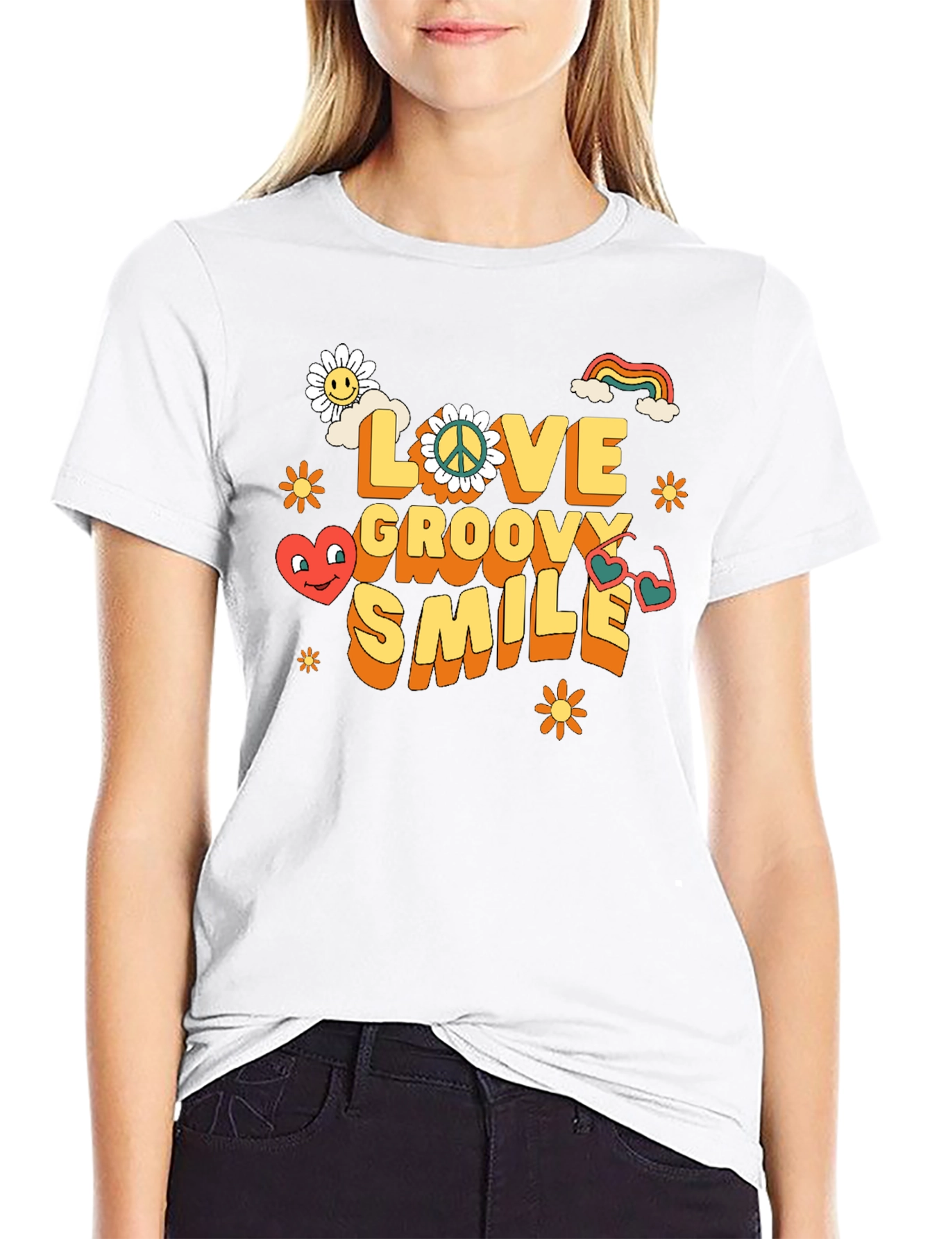 Groovy Love Smile Black T-Shirt