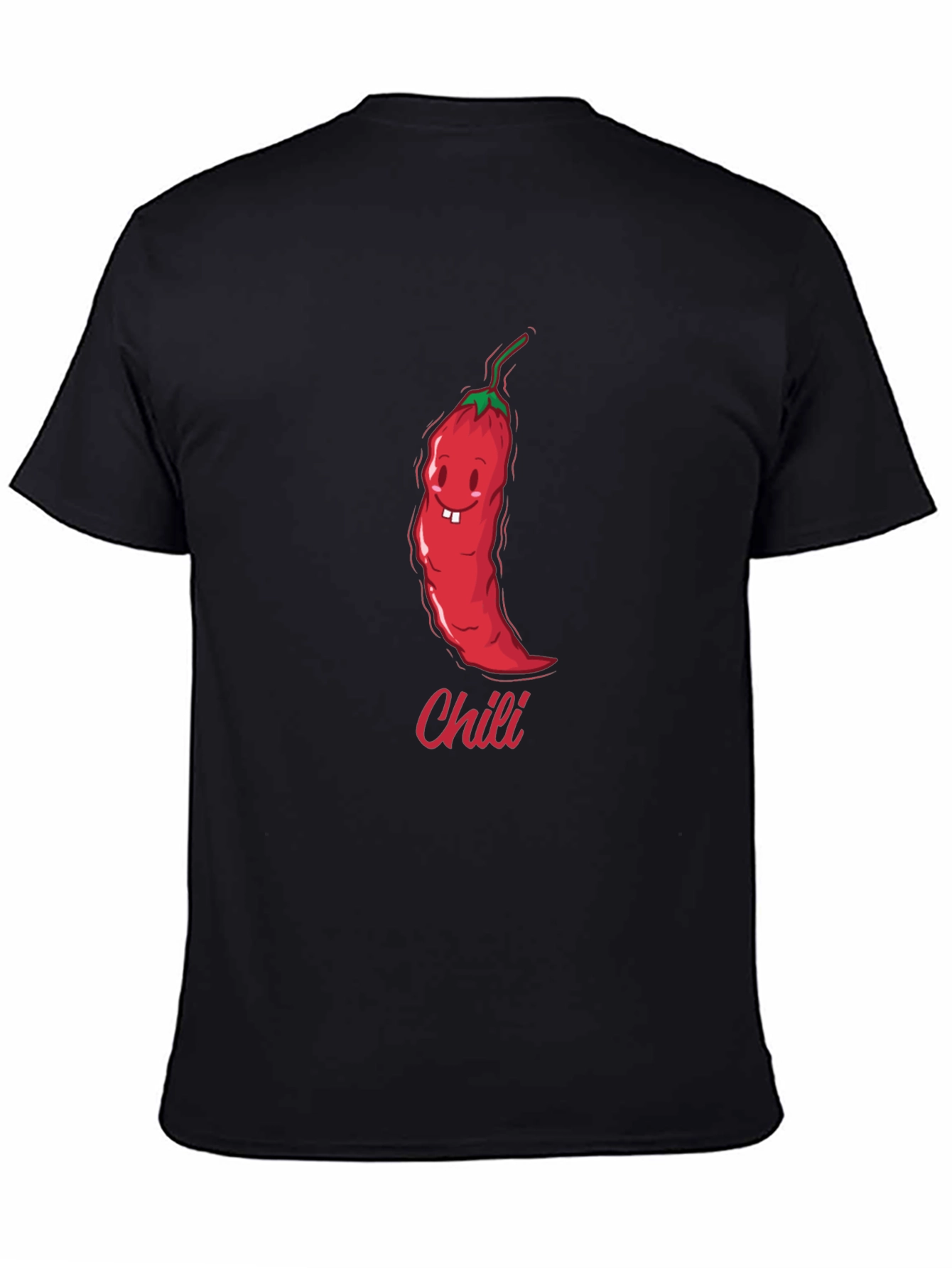Funny Chili Pepper Cartoon Graphic Black T-Shirt