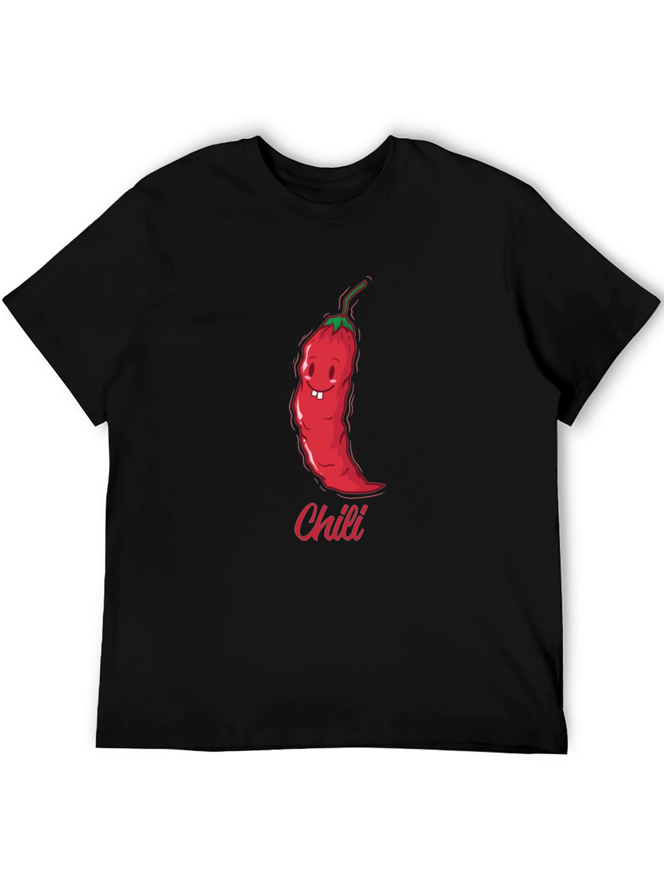 Funny Chili Pepper Cartoon Graphic Black T-Shirt