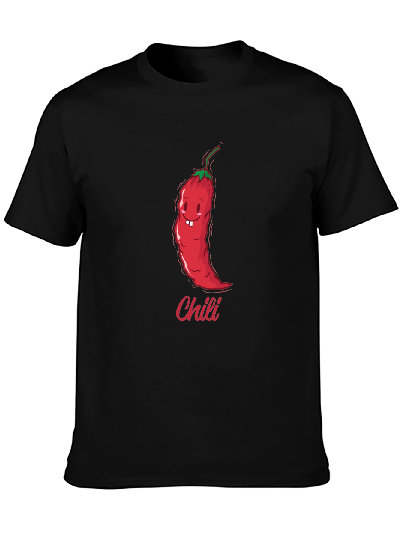 Funny Chili Pepper Cartoon Graphic Black T-Shirt