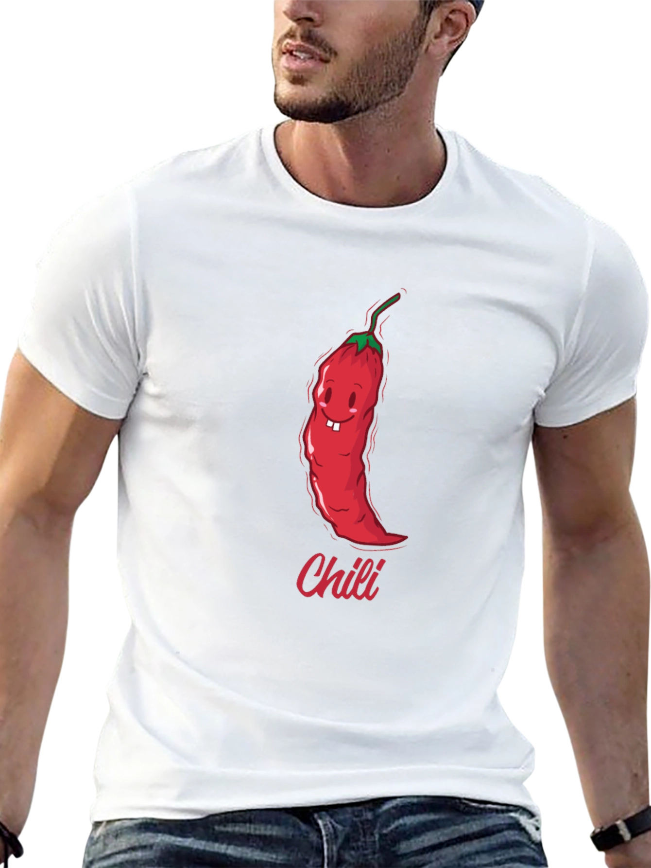 Funny Chili Pepper Cartoon Graphic Black T-Shirt