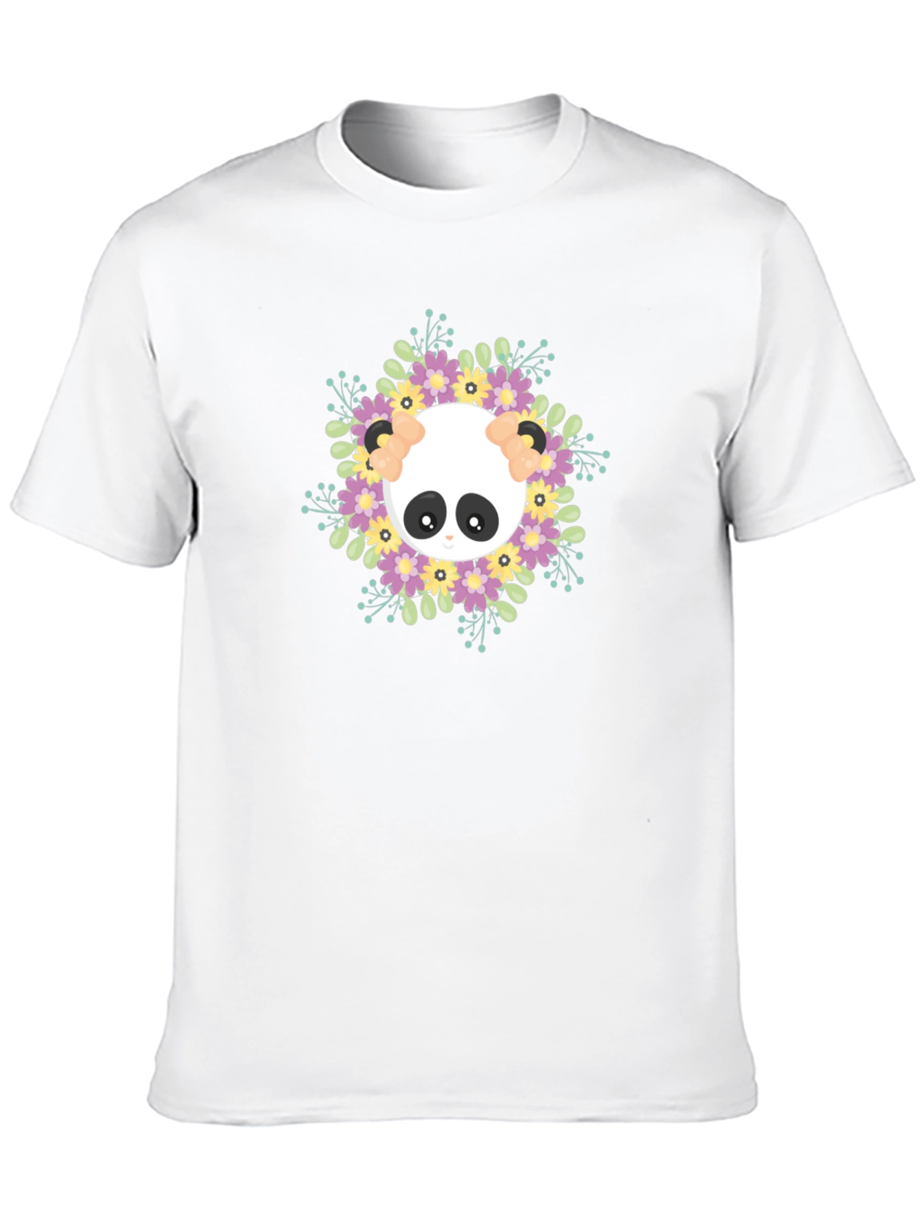 Panda Floral Wreath Graphic T-Shirt