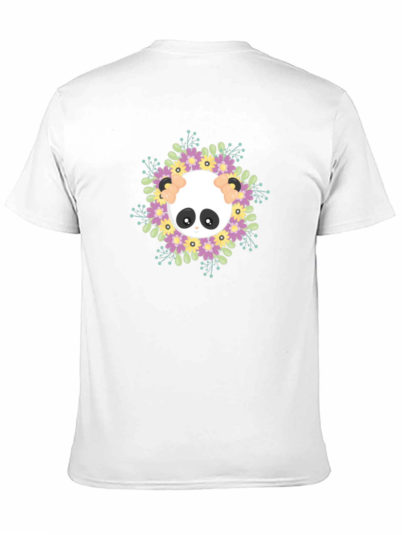 Panda Floral Wreath Graphic T-Shirt