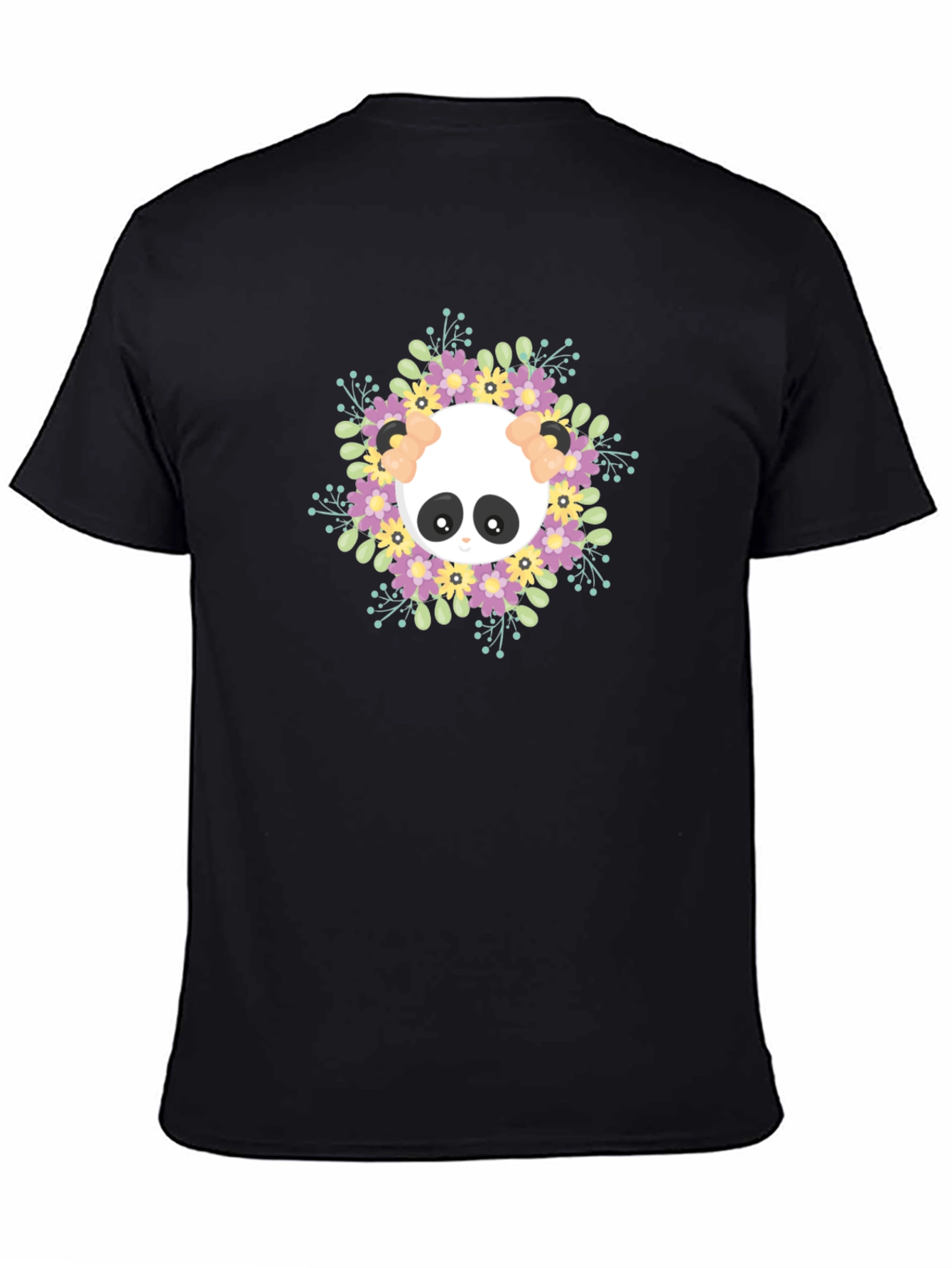 Panda Floral Wreath Graphic T-Shirt