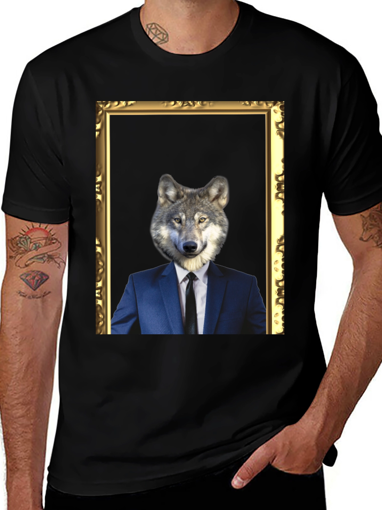 Wolf in Suit T-Shirt - Unique Graphic Tee