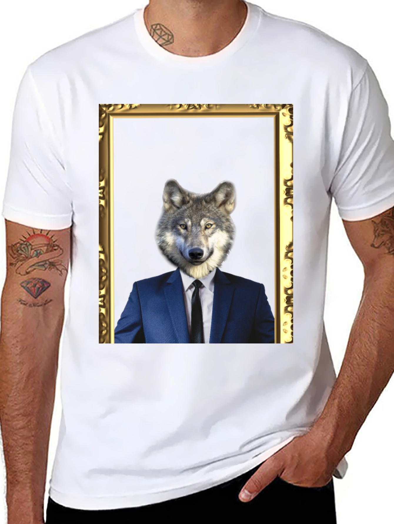 Wolf in Suit T-Shirt - Unique Graphic Tee