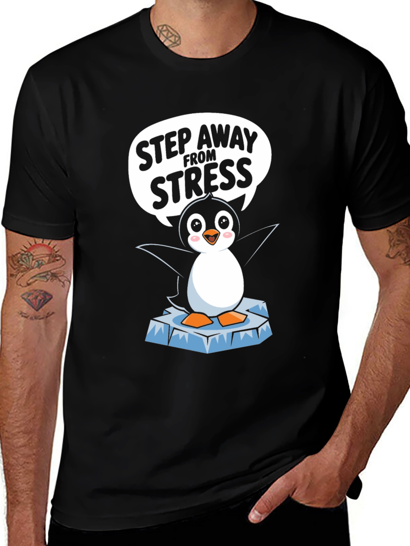 Step Away From Stress Penguin T-Shirt