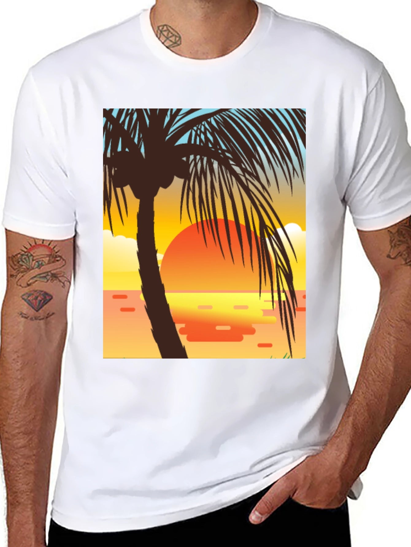 Sunset Palm Tree Graphic Tee