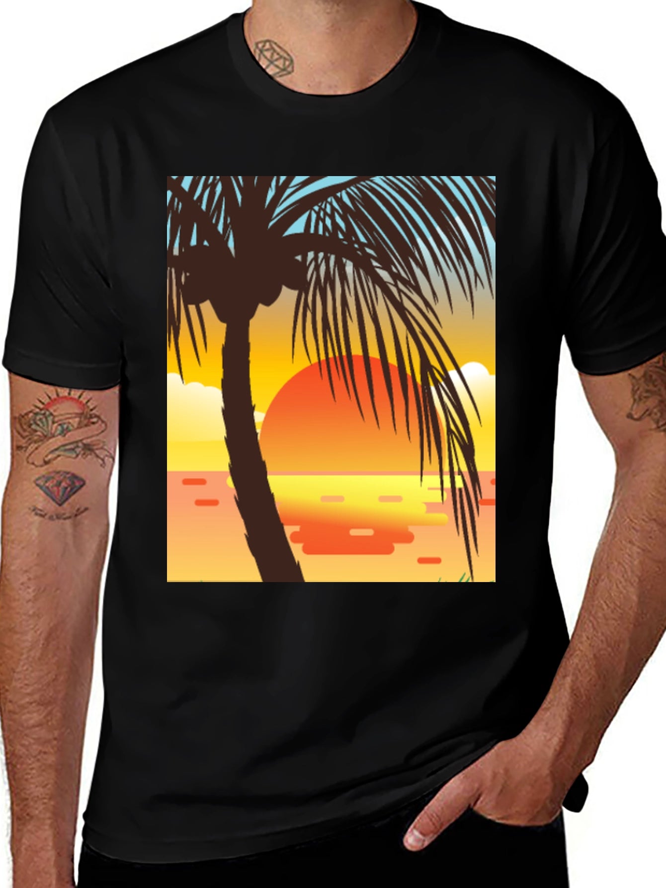 Sunset Palm Tree Graphic Tee