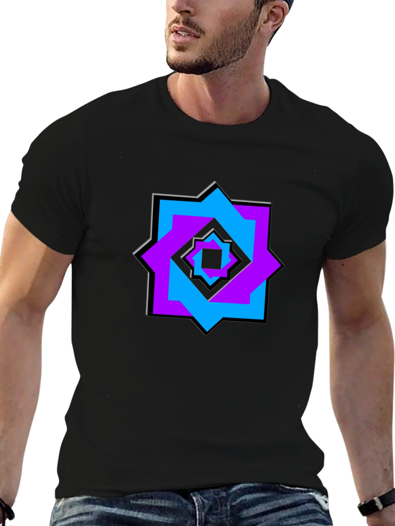 Geometric Starburst Graphic Tee - Modern Casual Wear