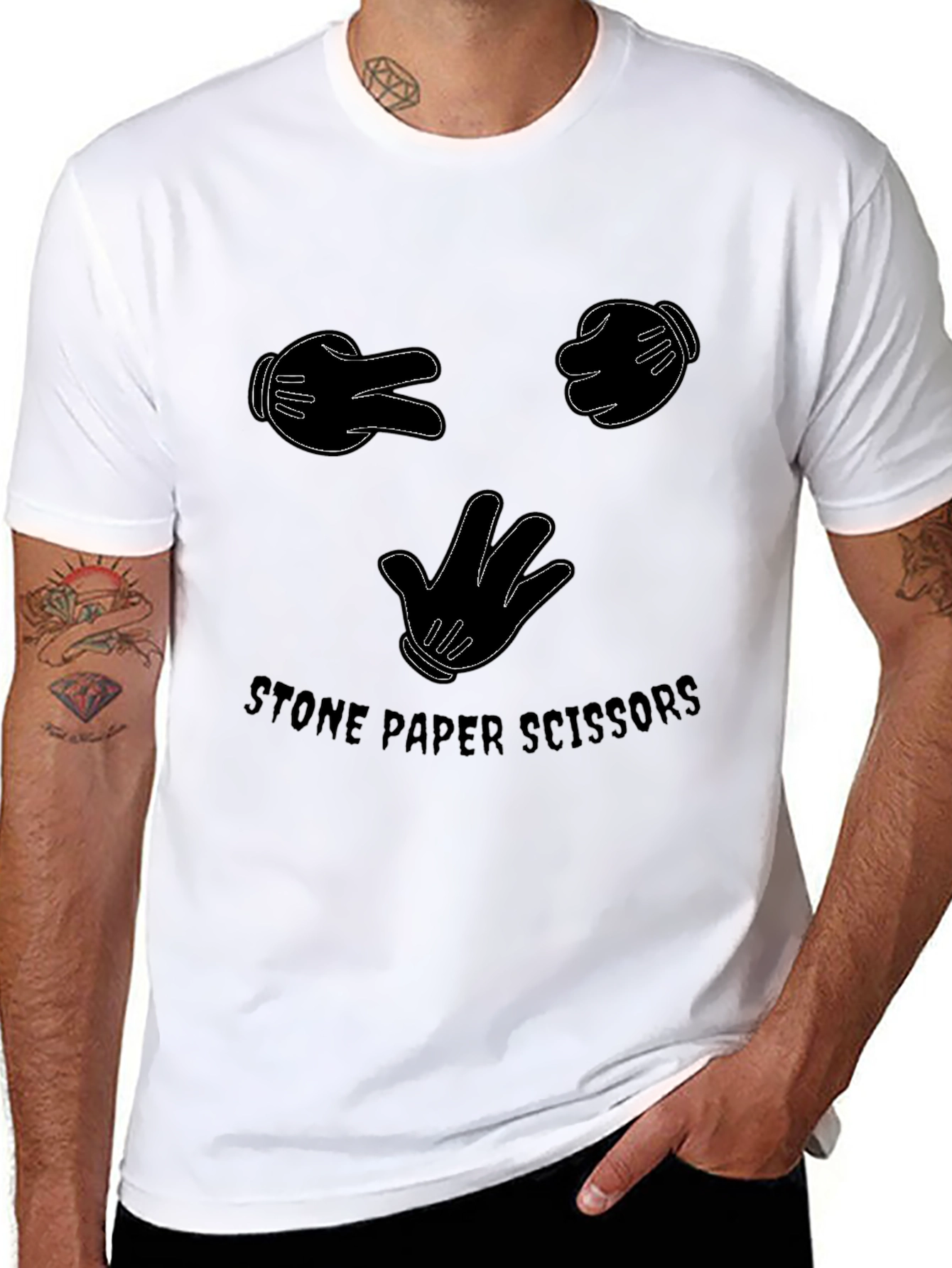 Stone Paper Scissors Graphic T-Shirt - Black