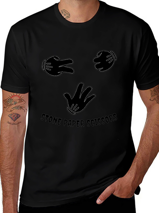 Stone Paper Scissors Graphic T-Shirt - Black