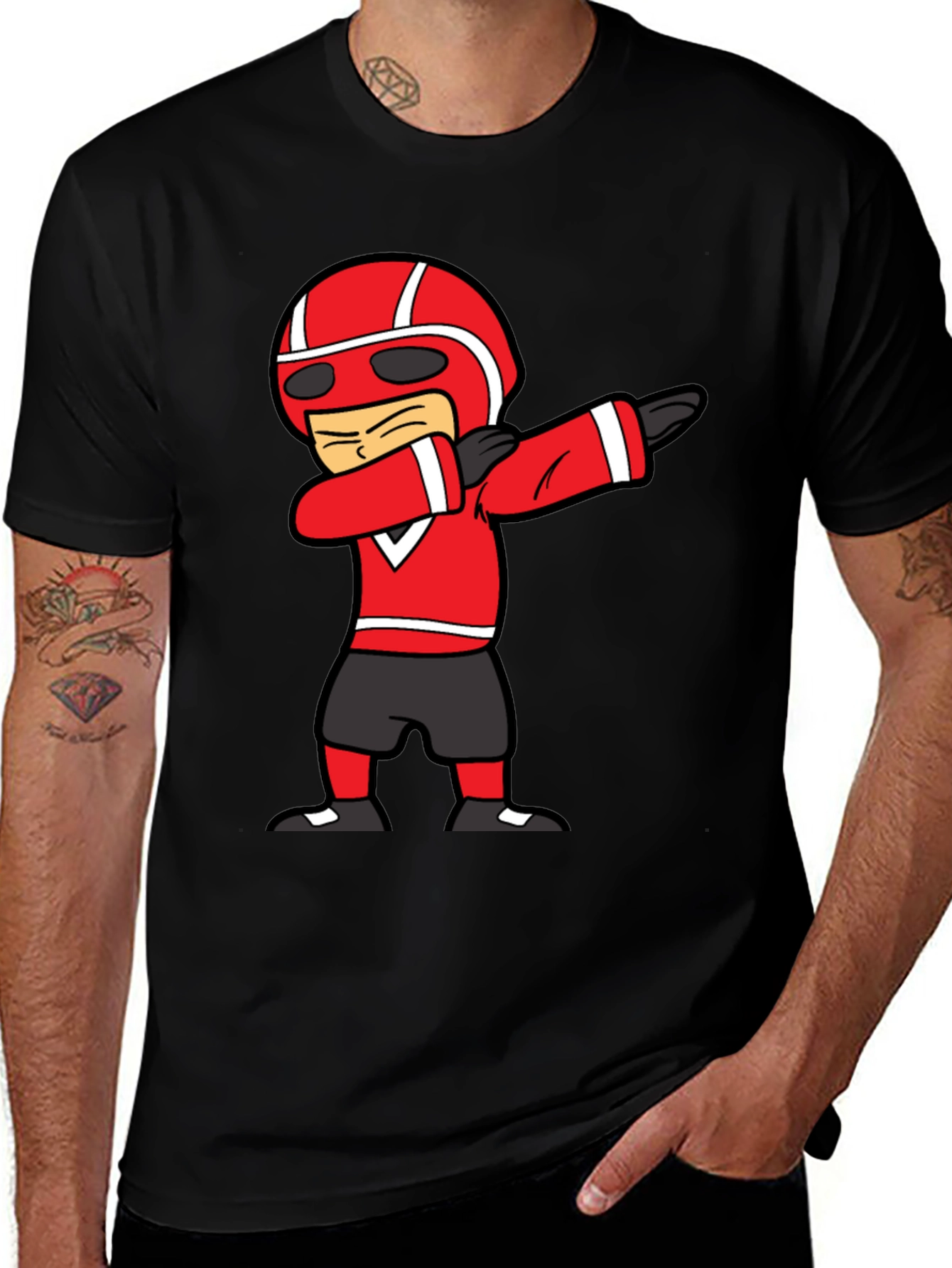 Dabbing Cartoon Racer Black T-Shirt