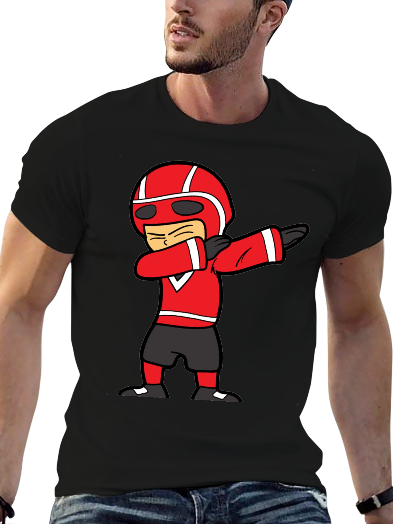 Dabbing Cartoon Racer Black T-Shirt