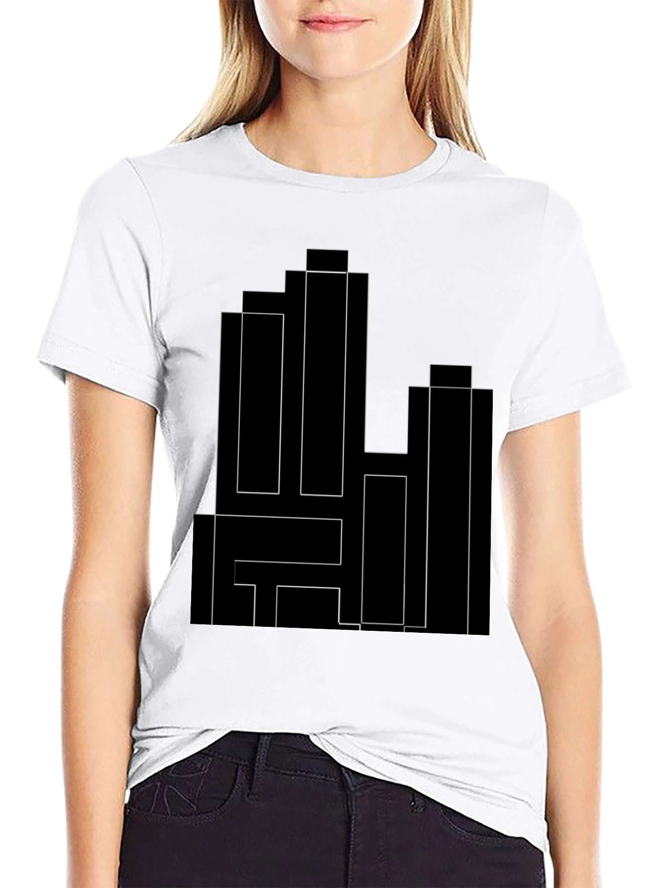 Modern Geometric Black T-Shirt