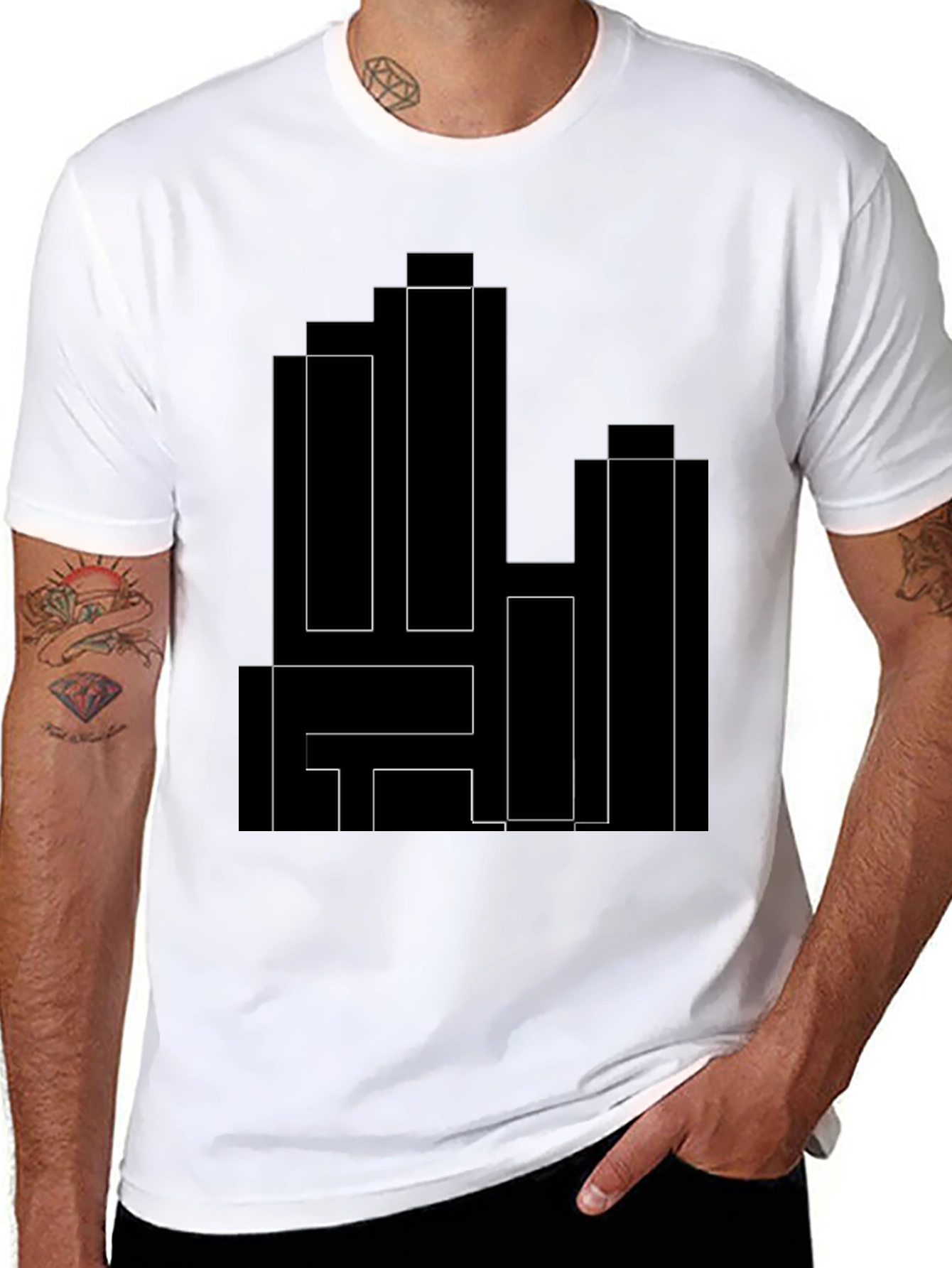 Modern Geometric Black T-Shirt