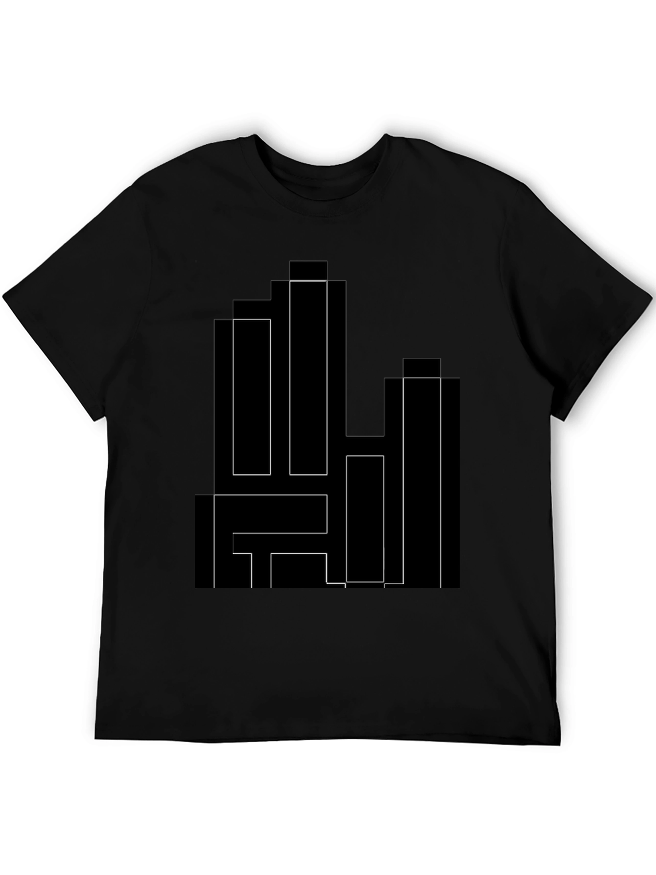Modern Geometric Black T-Shirt