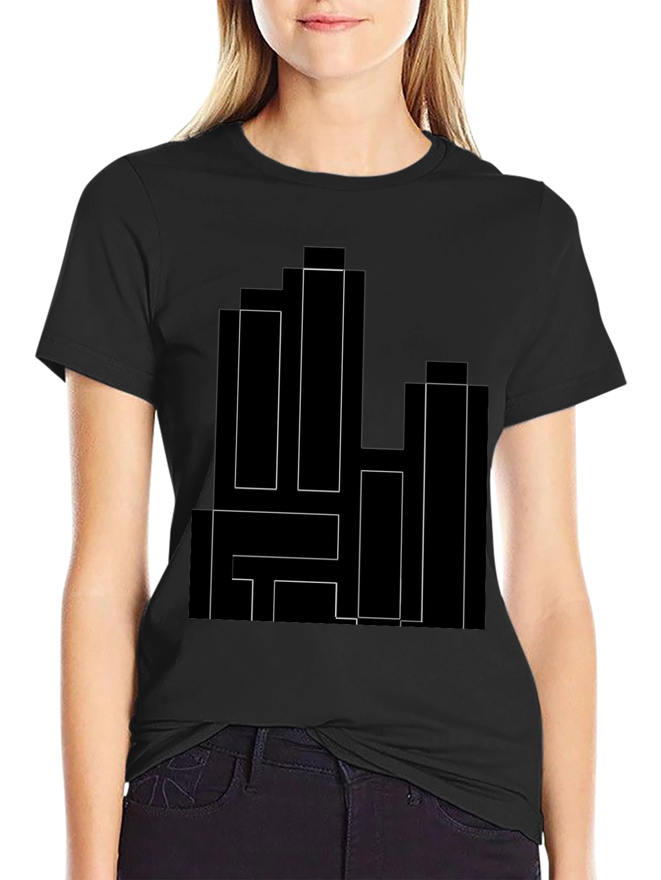 Modern Geometric Black T-Shirt