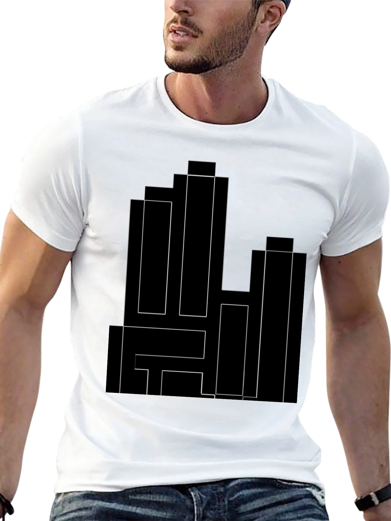 Modern Geometric Black T-Shirt