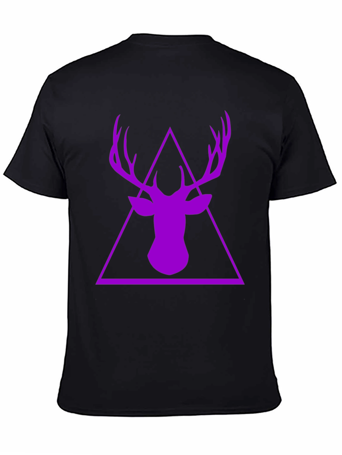 Purple Deer Triangle Graphic Black T-Shirt