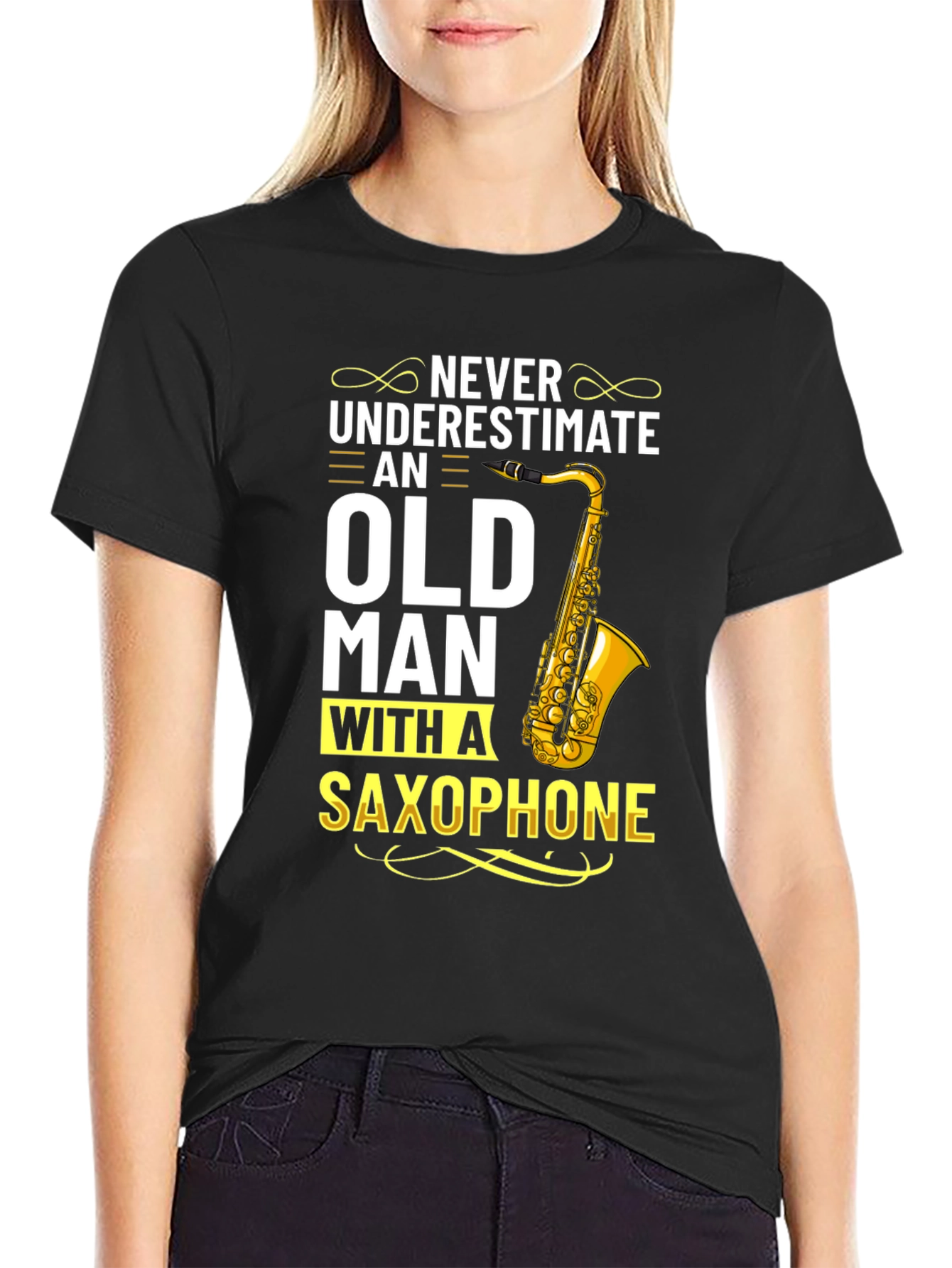 Never Underestimate Old Man With Saxophone T-Shirt