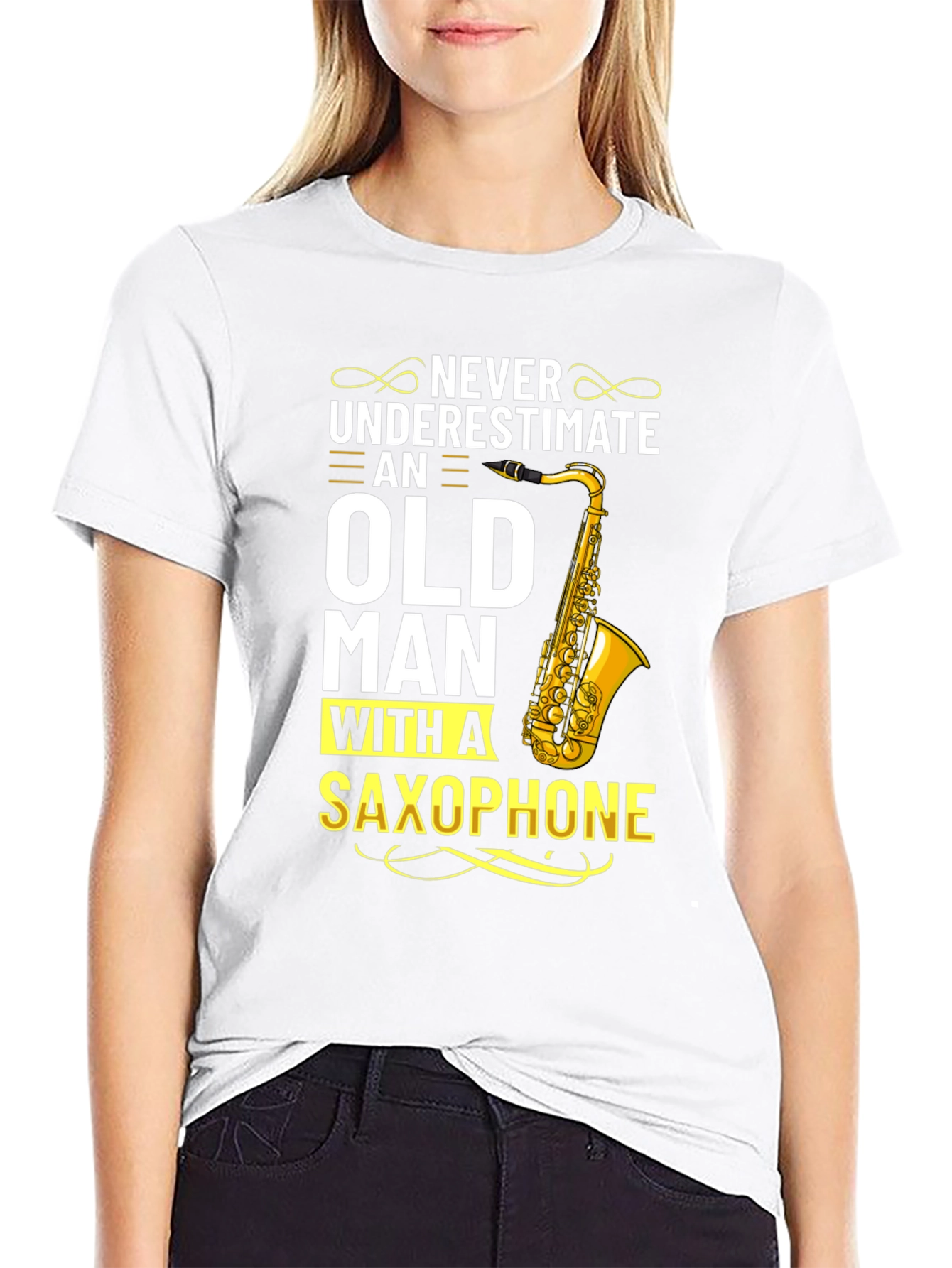 Never Underestimate Old Man With Saxophone T-Shirt