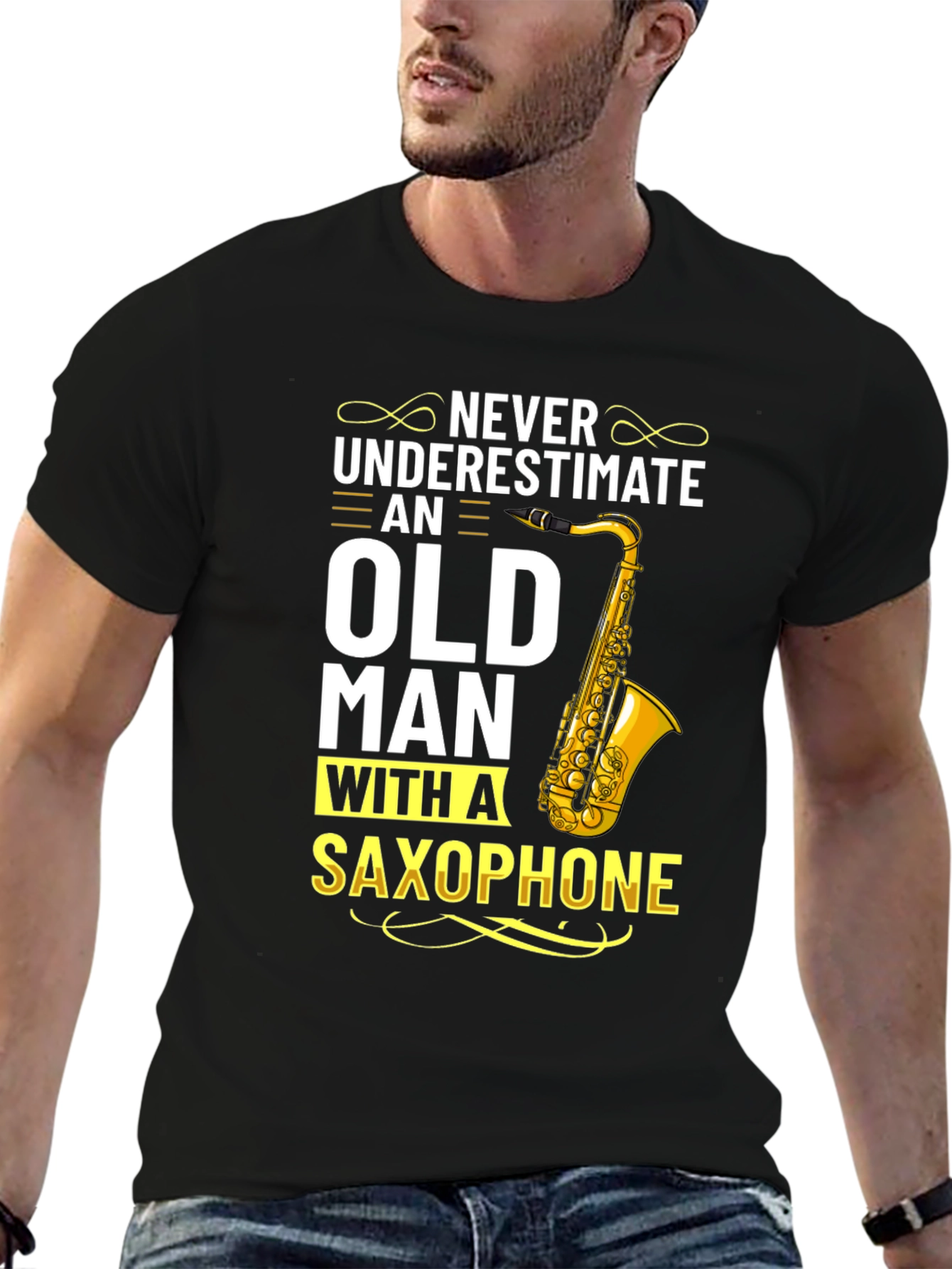 Never Underestimate Old Man With Saxophone T-Shirt