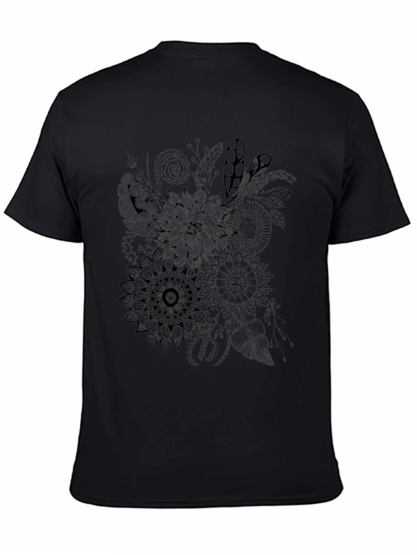 Floral Graphic Tee - Mens Black T-Shirt