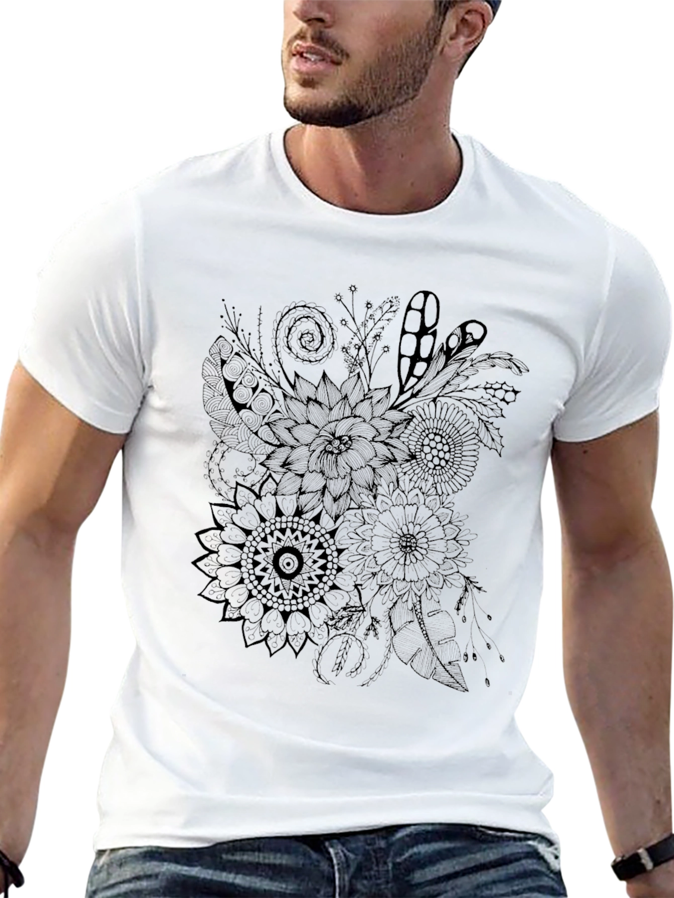 Floral Graphic Tee - Mens Black T-Shirt