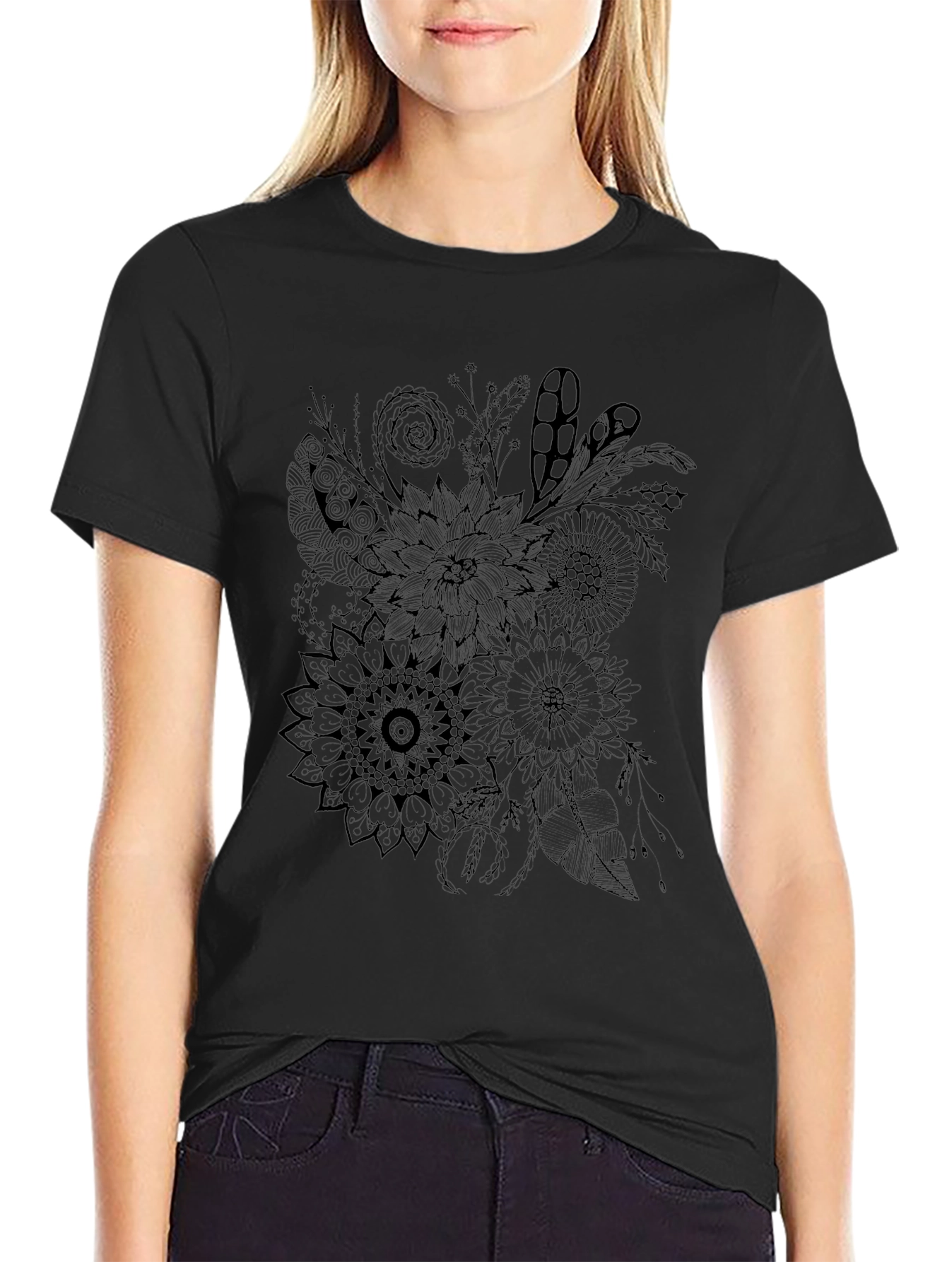 Floral Graphic Tee - Mens Black T-Shirt