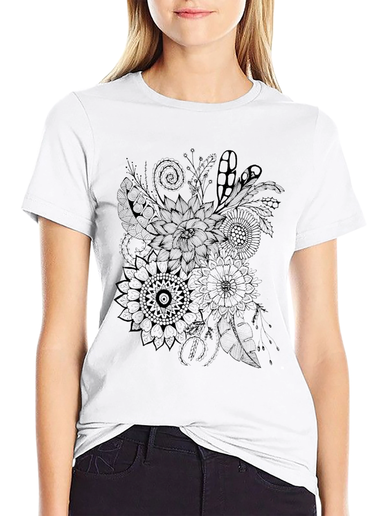 Floral Graphic Tee - Mens Black T-Shirt