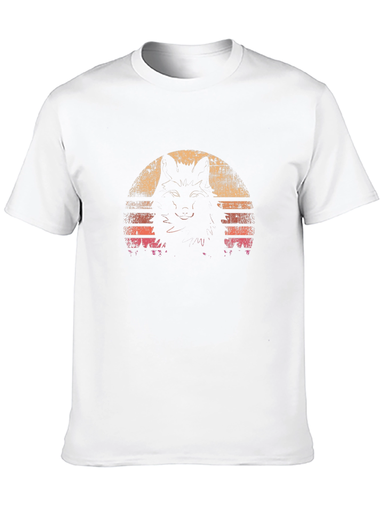 Retro Wolf Sunset Graphic Tee - Black T-Shirt