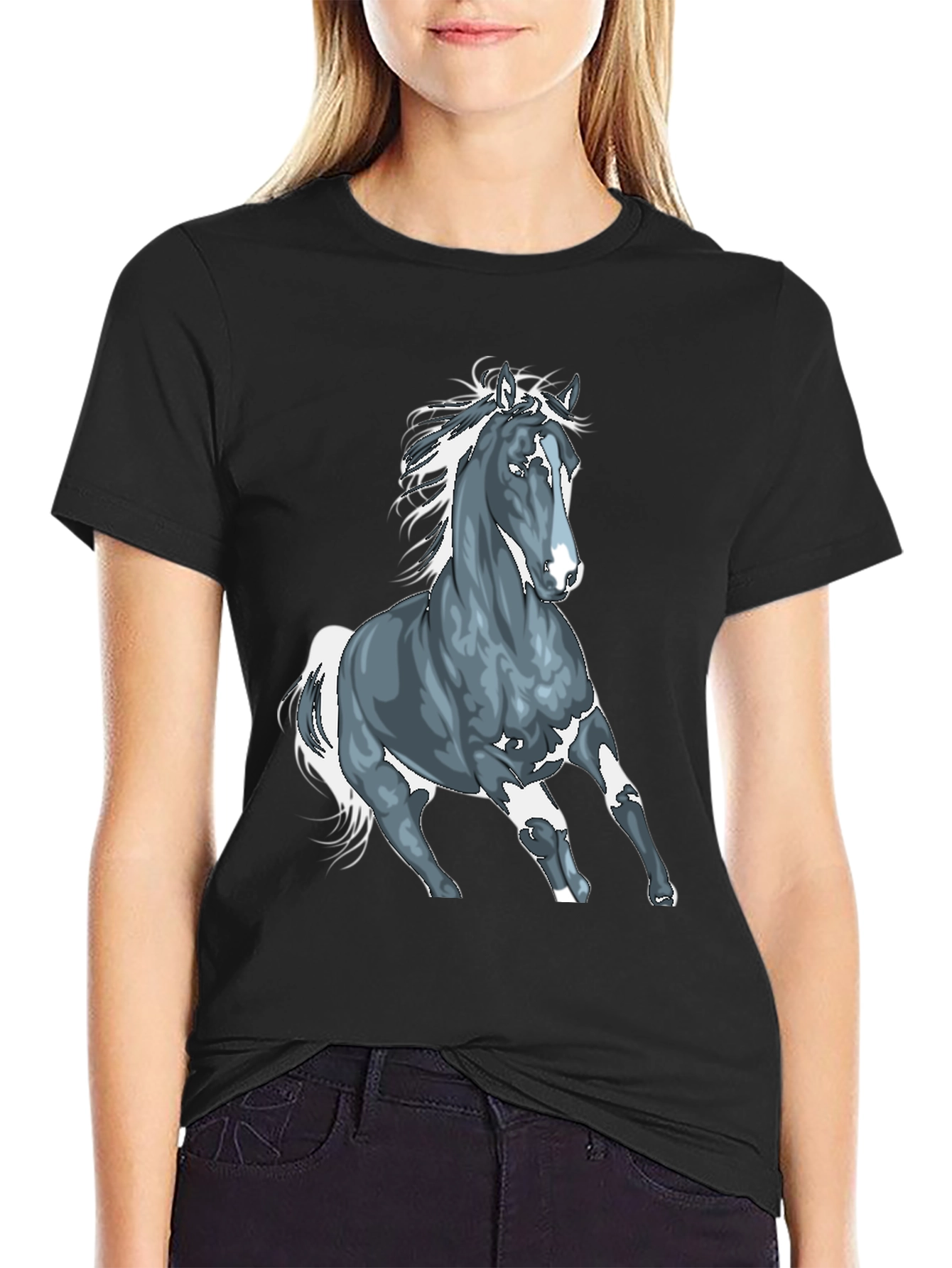 Horse Graphic T-Shirt - Black Cotton Tee