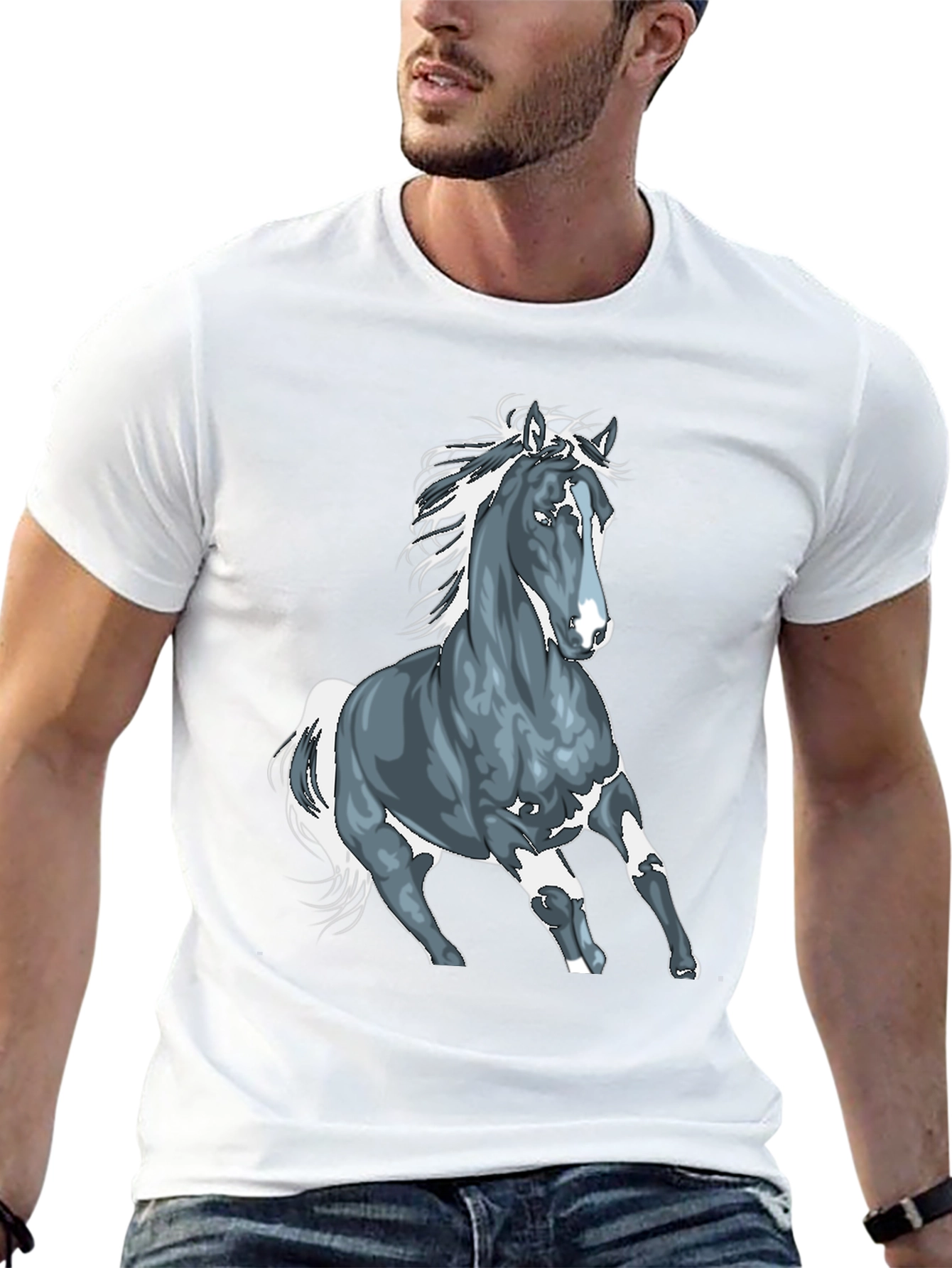 Horse Graphic T-Shirt - Black Cotton Tee