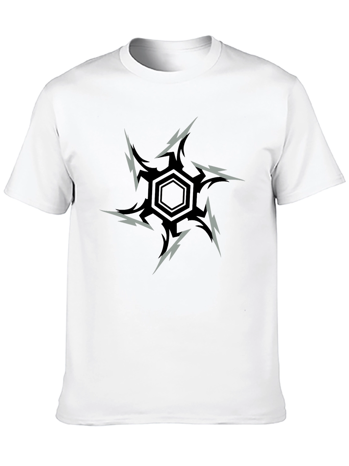 Edgy Hex Graphic Tee - Black Cotton Blend