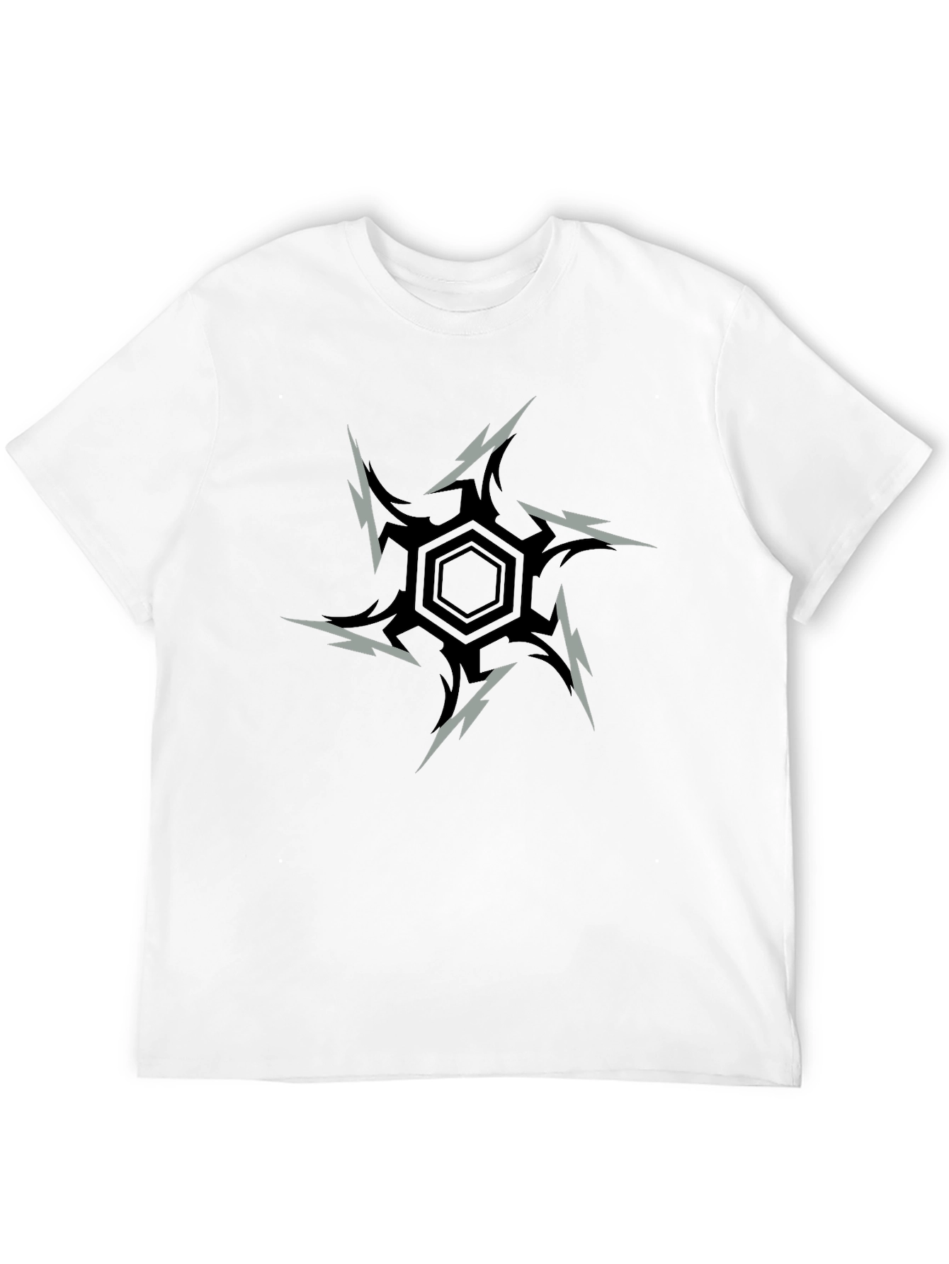 Edgy Hex Graphic Tee - Black Cotton Blend